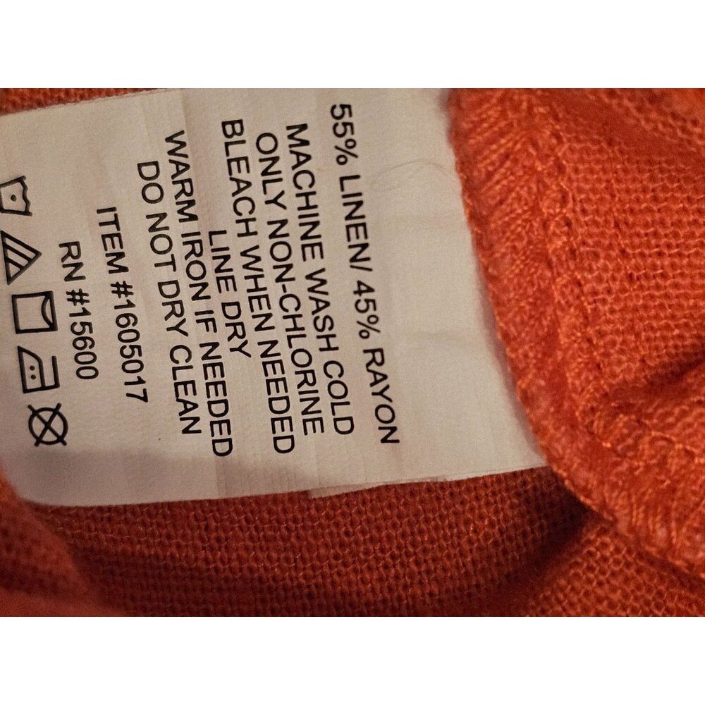 Briggs Sunset Orange Linen Blend Shift Dress XL Knee-Length Short Sleeve V-Neck - Picture 8 of 8